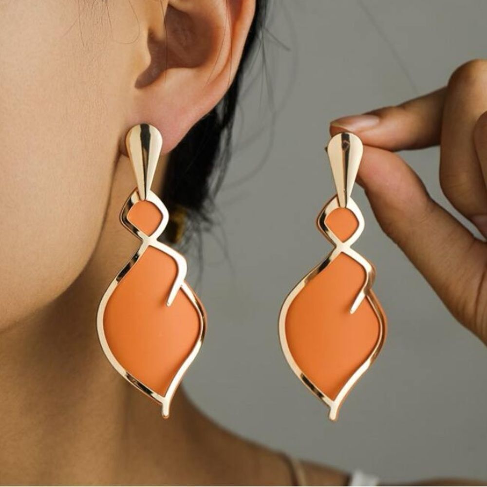 3for$20 NEW 2pcs Fashionable & Unique Orange Waterdrop Double-layer Earrings